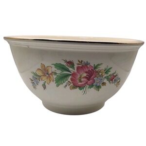 Homer Laughlin Kitchen Kraft Bowl Medium Oven Serve Floral Spring Wreath USA SEE